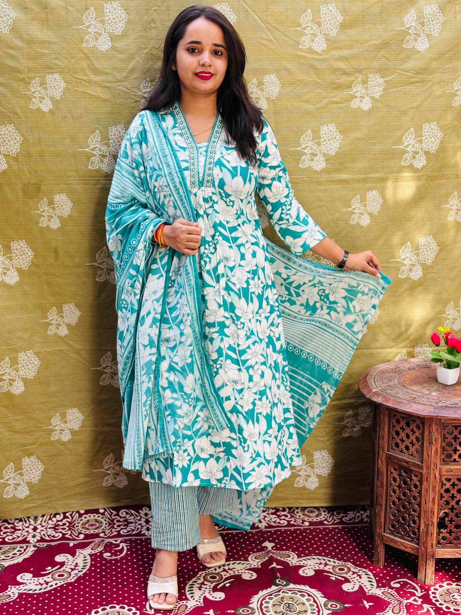 New 3 pcs cambric cotton designer kurti manufacturer