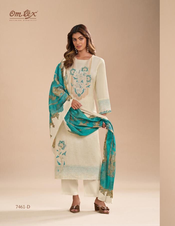 Omtex hina cotton silk jacquard indian dress material design
