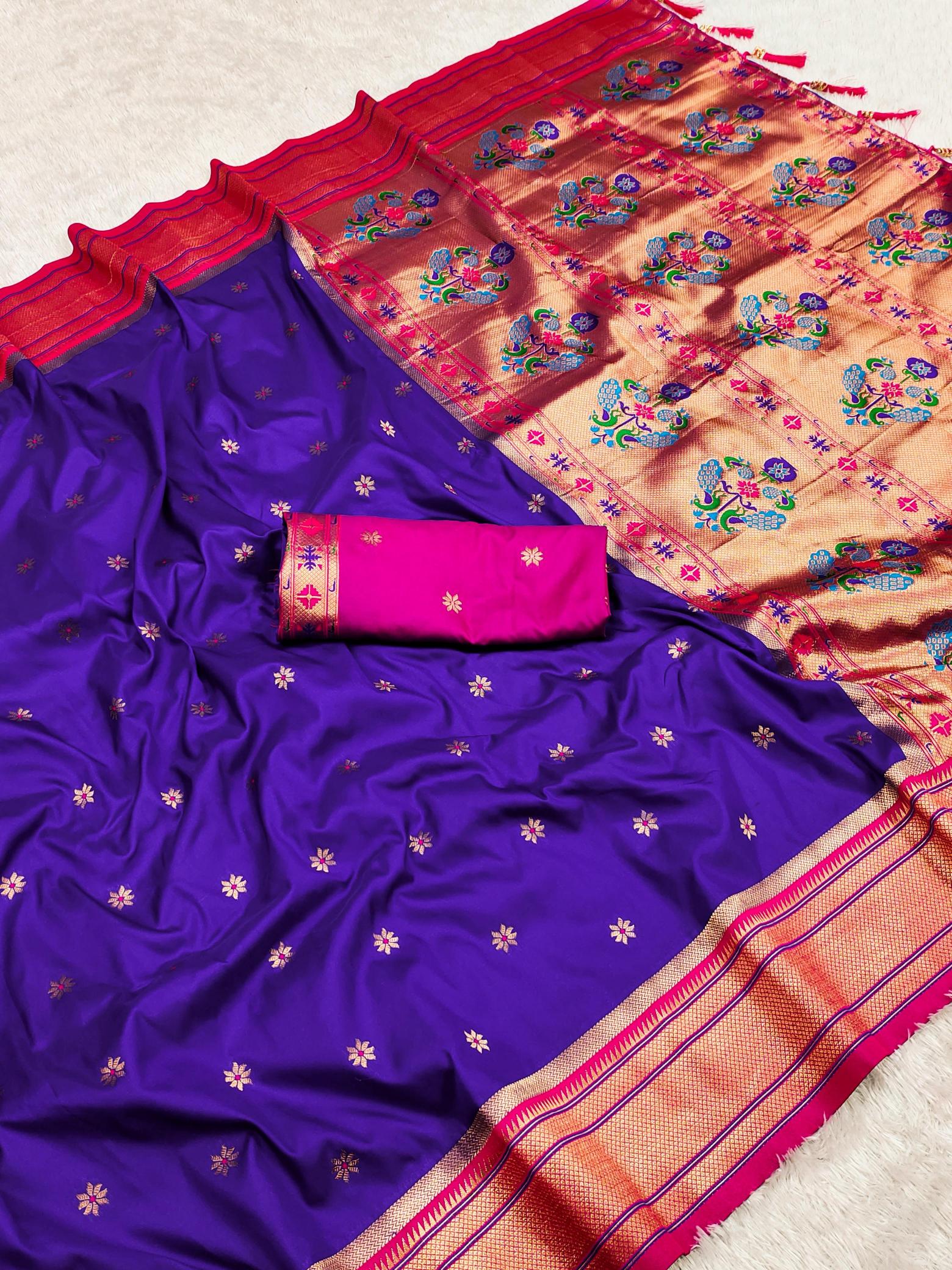 Paithani soft silk meenakari rich pallu designer saree ebay india