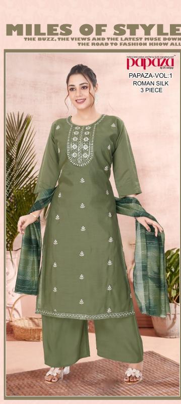 Papaza vol.-1 roman silk kurti-plazzo dupatta kurtis in india online