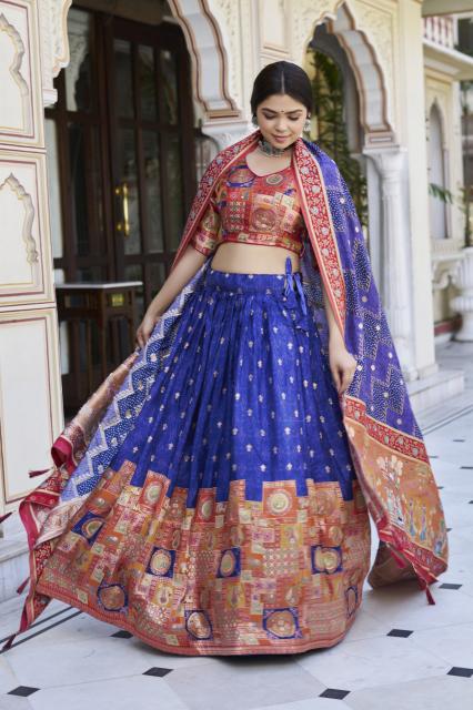 PRASANG 02 jecard viscose dark Blue Surat lehenga choli manufacturers