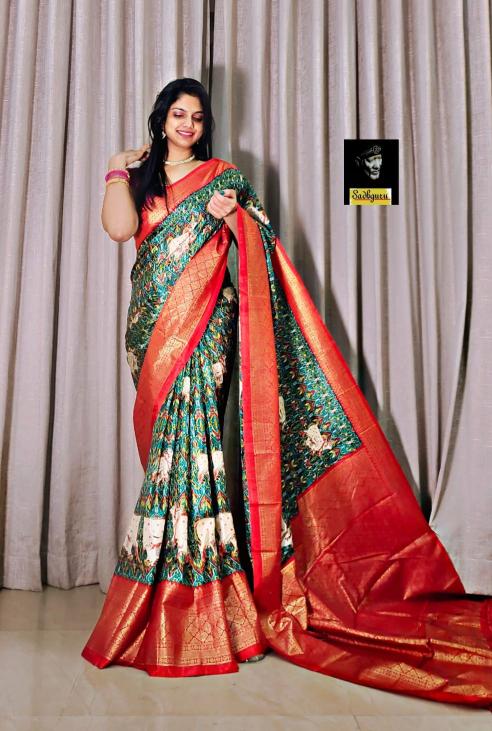 Priya soft pure dola silk kalamkari digital wholesale saree online