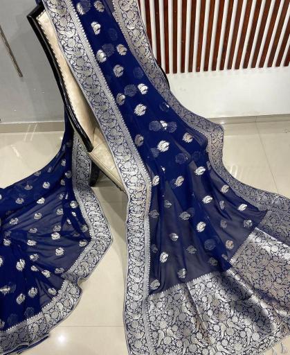Pure crepe georgette silk weaving saree wholesale in surat with low price