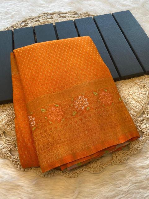 Pure soft khadi crepe silk saree with rich zari pallu surat wholesale market