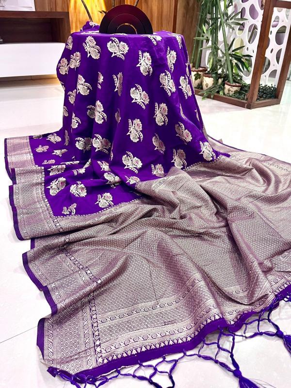 Pure soft khadi crepe silk with antique pallu indian sarees design
