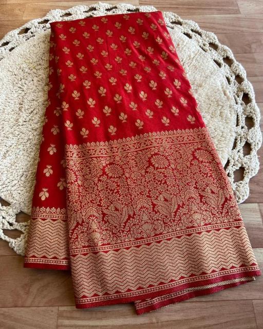 Pure soft khadi crepe silk with running butti blouse saree india