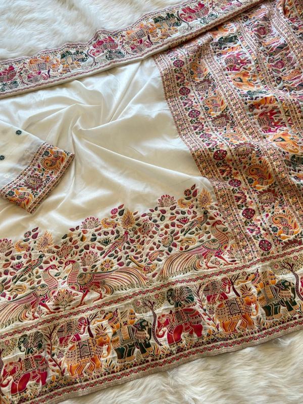 Pure soft rajwadi pashmina silk weaving saree surat wholesale market