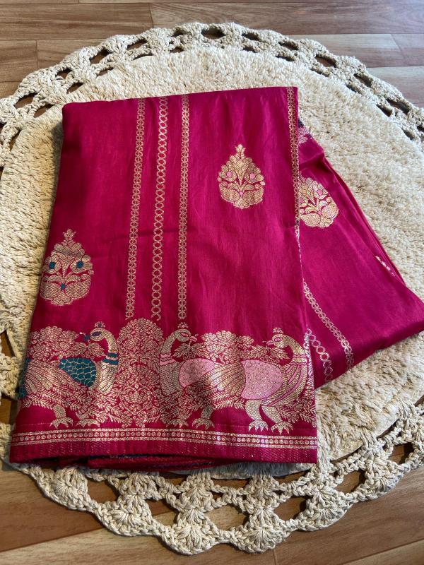 Pure soft russian silk saree meenakari weaving pallu sarees in india online