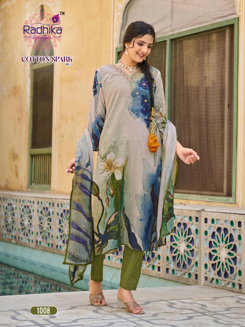 Radhika lifestyle cotton apark vol 1 cotton placement print kurti manufacturer