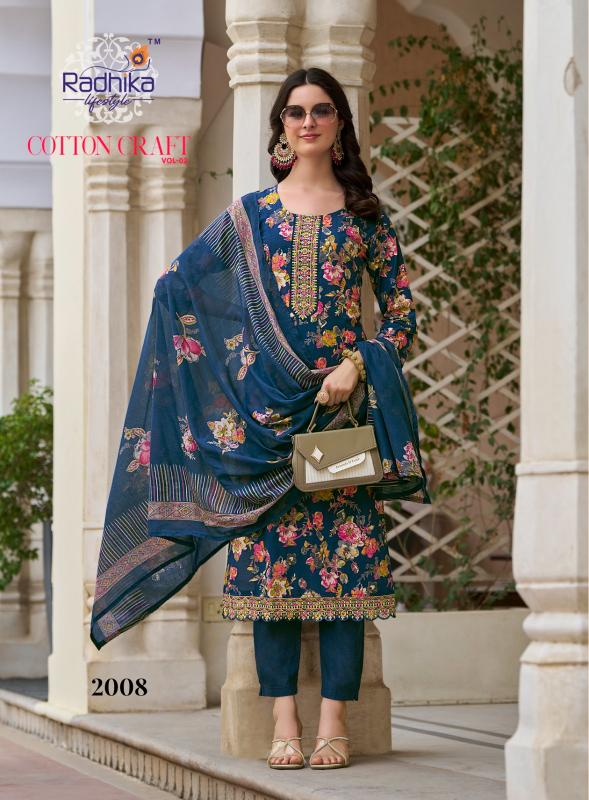 Radhika lifestyle cotton craft vol 2 pure cotton 3 pcs kurti wholesale online