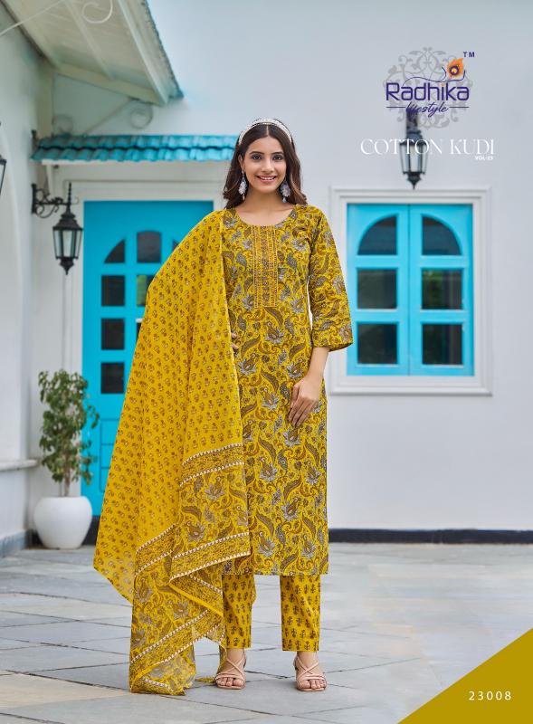 Radhika lifestyle cotton kudi vol 22 pure cotton 3 pcs indian kurtis online shopping