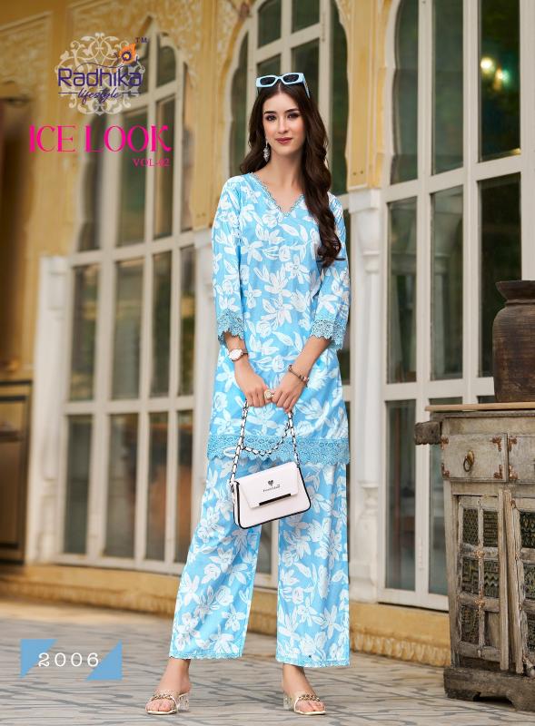Radhika lifestyle ice-look vol 1 cotton print coord set amazon india kurtis