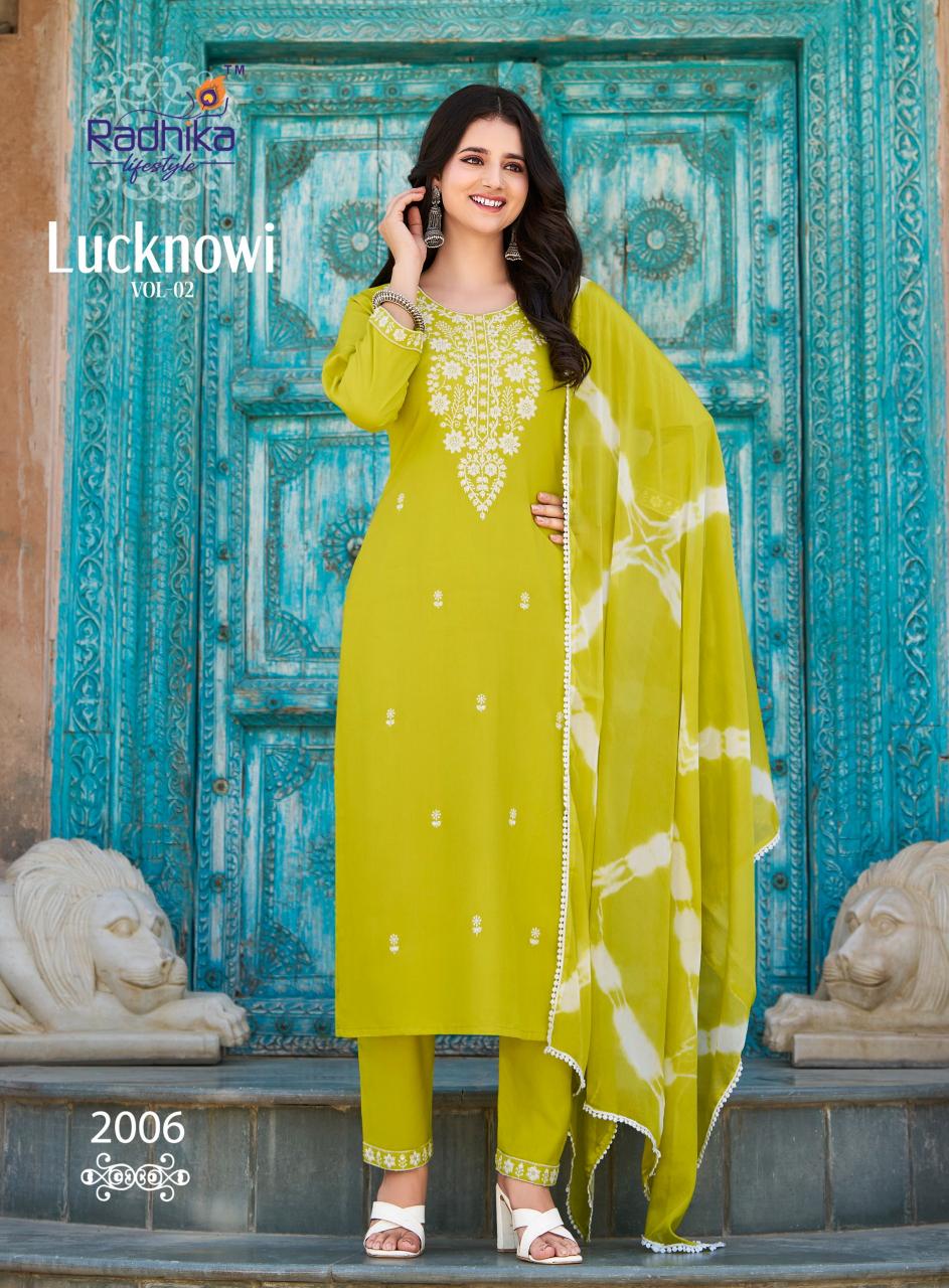 Radhika lifestyle lucknowi vol 2 liva approved reyon kurti set manufacturer