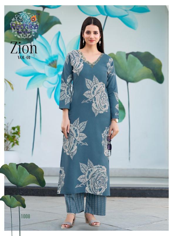 Radhika lifestyle zion vol 1 catalog summer reyon foil print co ord set wholesale