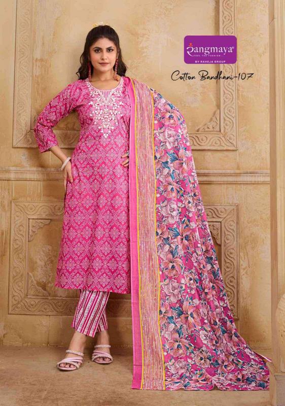Rangmaya cotton bandhani printed 3 pcs biba kurtis india