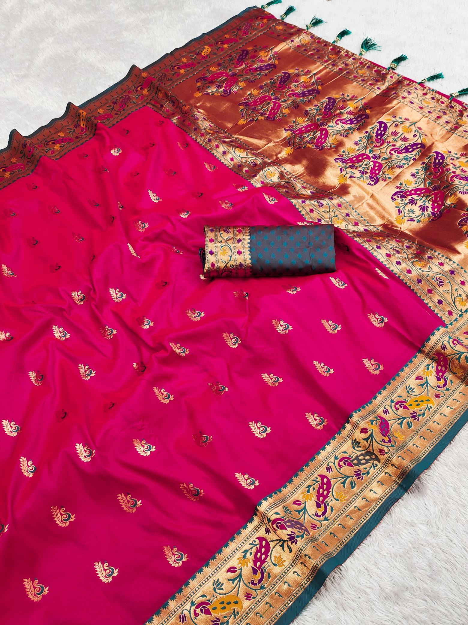 Royal paithani-1soft pethani silk rich peacock pallu indian saree style