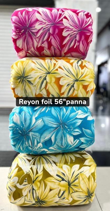 Sajni Foil printed reyon fabric wholesalers