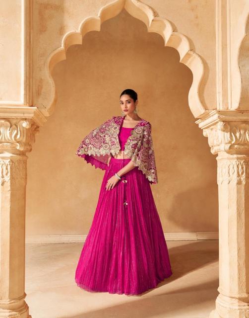Sayuri designer raas chinon silk indo western suit for wedding