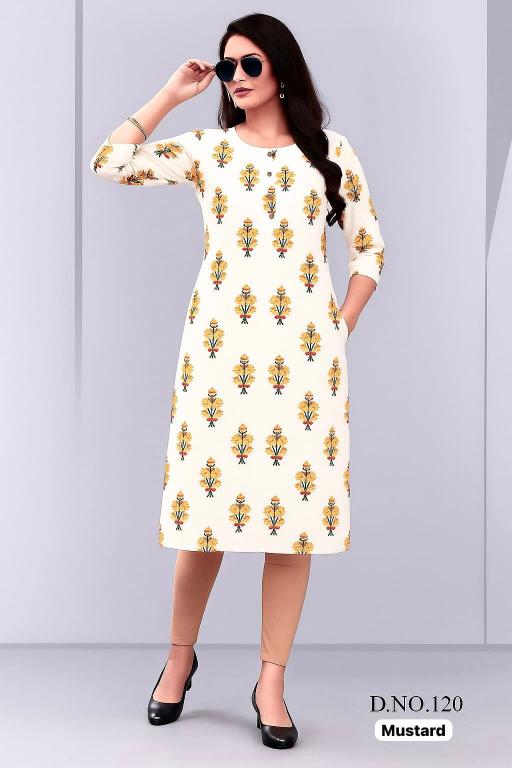 Shorya white straight rayon printed with side pocket kurtis for girls in India