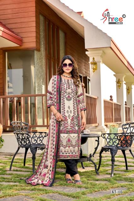 Shree fab d.no-KT-125 catalog viscous maslin digital print embroidered dress material wholesale