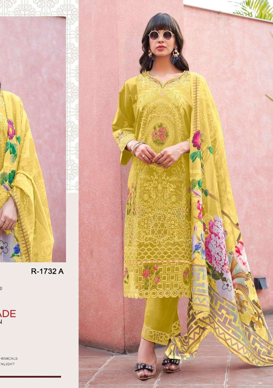 Shree fabs d.no-1732 cambric cottan lawn 3 pcs indian kurtis online in usa