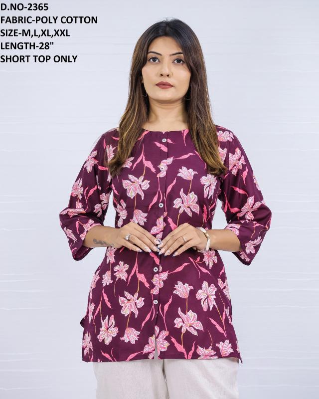 Siara pure cotton printed short top kurtis manufacturer