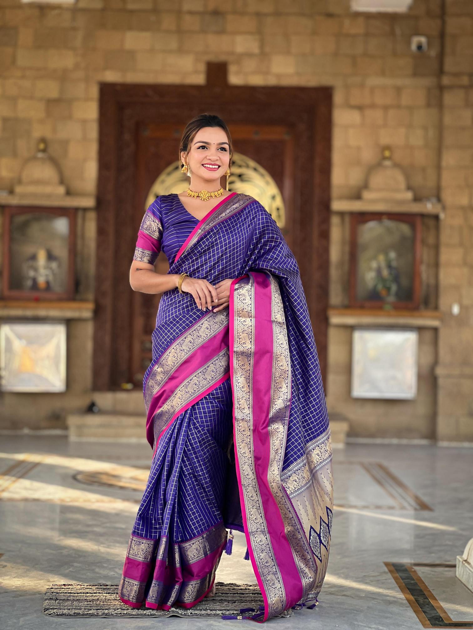 Soft nx-235 kanjivaram silk rich pallu branded saree in india