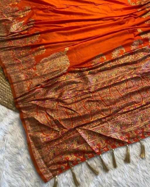 Soft rajwadi pashmina silk weaving indian saree near me