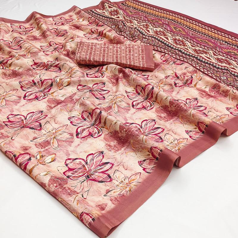 Soft tushar art silk printed indian saree store near me