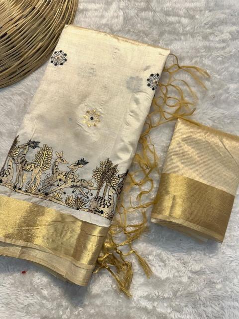 Special tusser quality with kalankari designer fancy surat saree manufacturers exporters