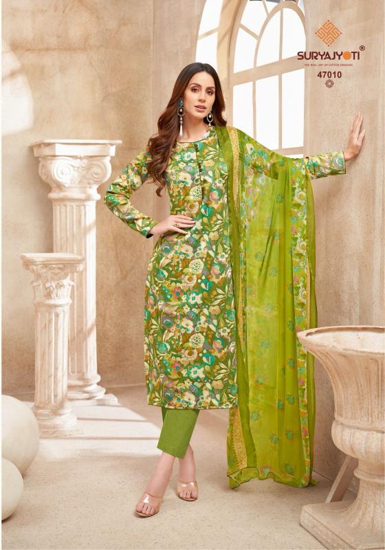Suryajyoti naishaa vol-47 jam satin print ahmedabad dress material wholesale market