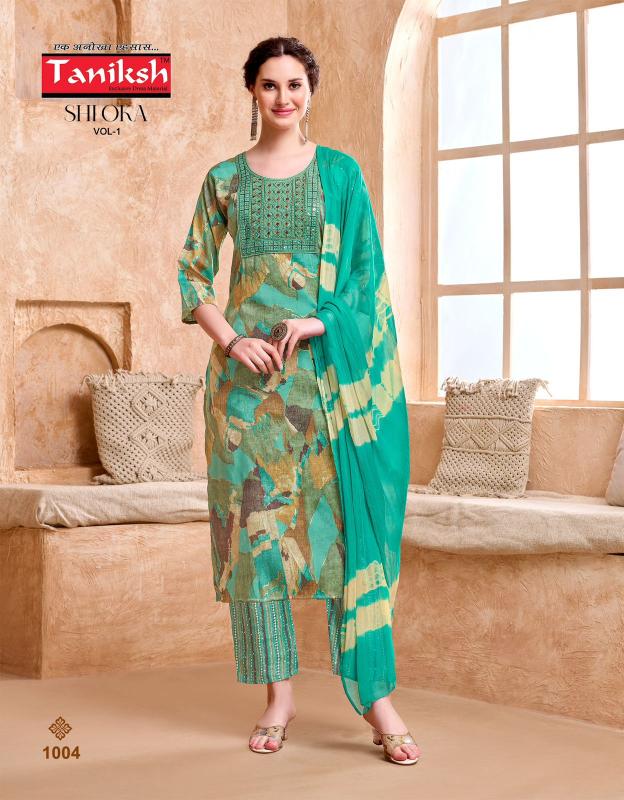 Taniksh shloka vol 1 rayon foil print top bottom dupatta premium kurti manufacturer