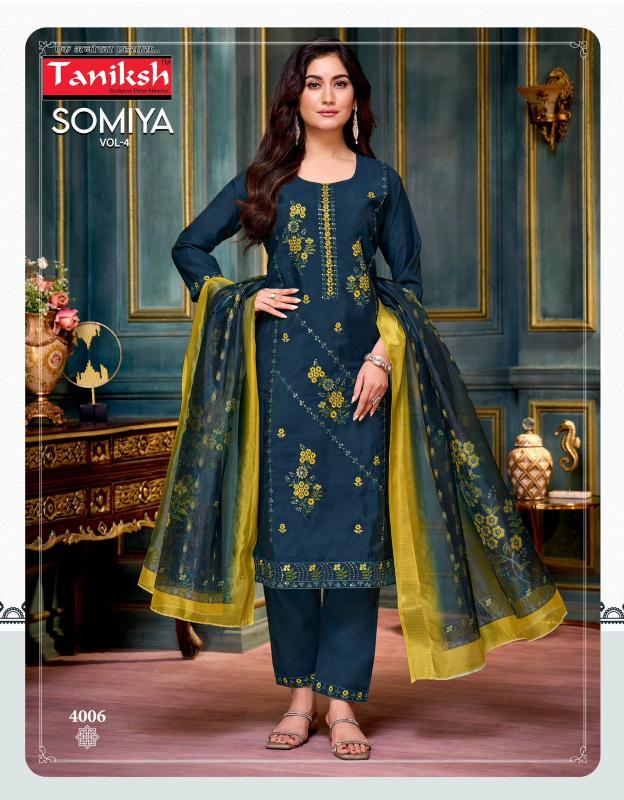 Taniksh somiya vol 4 roman embroidery work top bottom dupatta kurti manufacturers