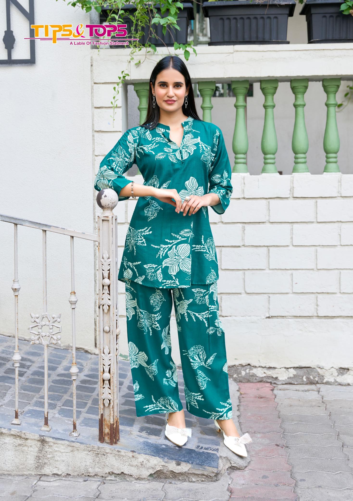 Tips & tops fashion beats vol 12 reyon print coord set kurtis wholesale india
