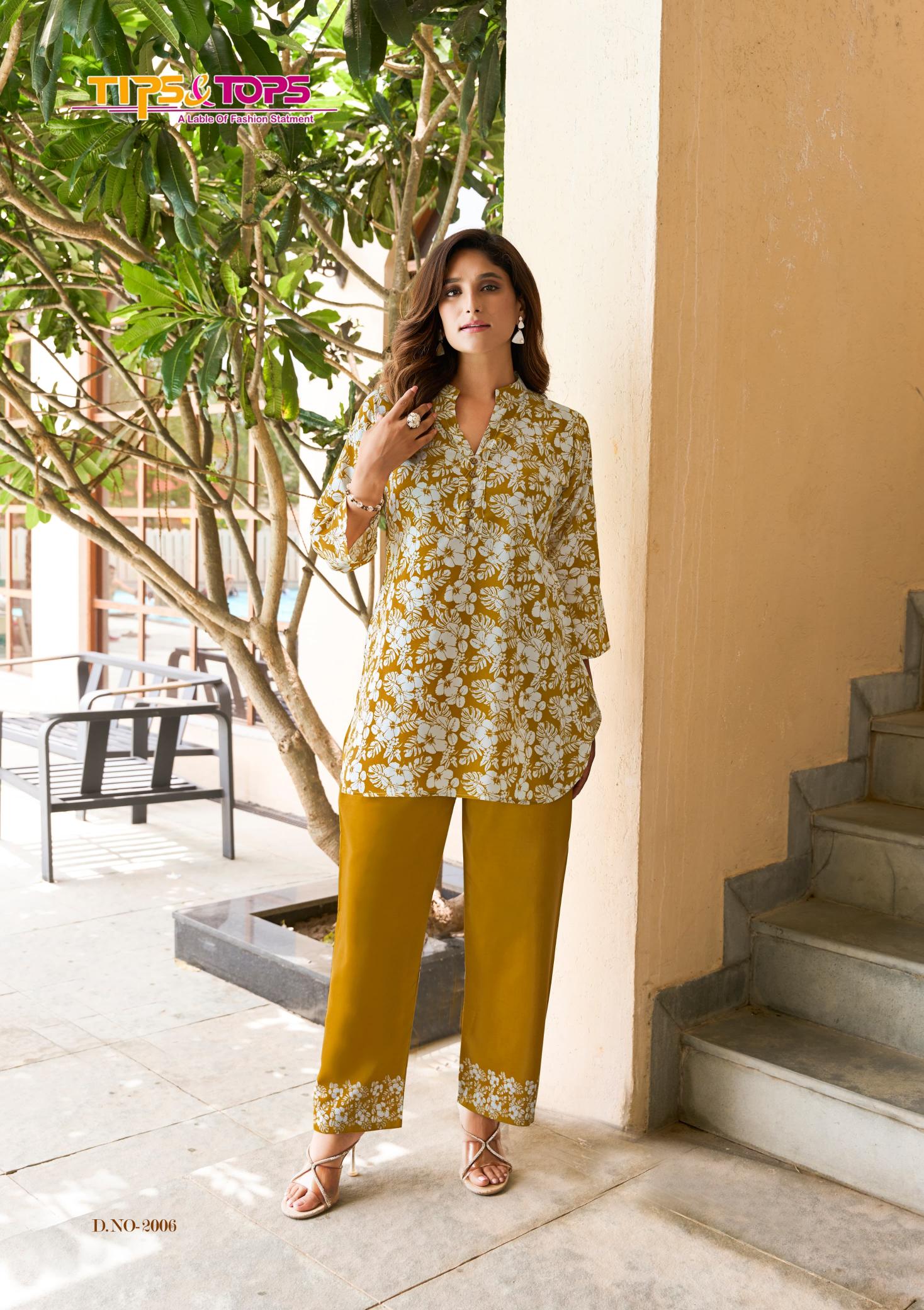 Tips & tops summer beauty vol 2 heavy reyon print coord set kurta set manufacturer