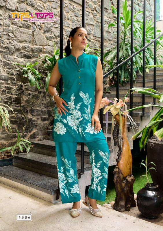 Tips & tops summer beauty vol 3 reyon print coord set indian kurtis online in india