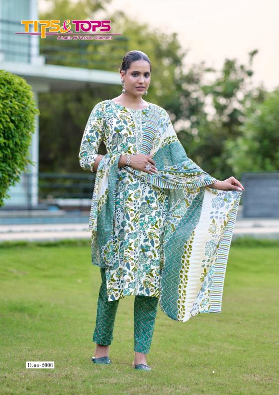 Tips & tops summer saga vol 2 cotton print 3 pcs designer kurti suppliers in india 