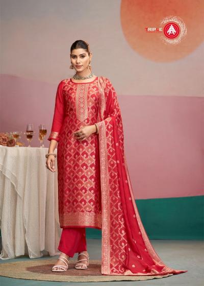 Triple a hanshika vol 2 viscos mulsin 3D jequard pranjul dress material wholesale price
