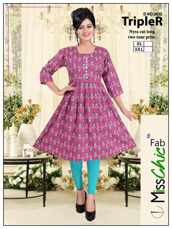 TripleR rayon embroidery nayra cut kurti for women in india