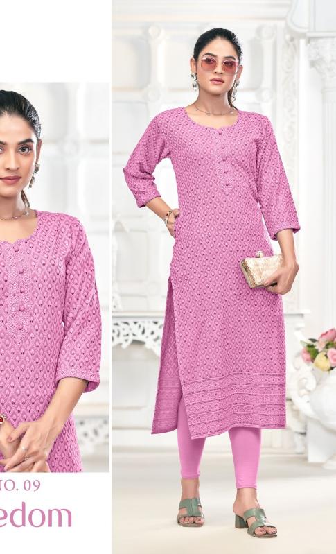 Tunic house freedom viscous rayon straight chikankari kurtis online india