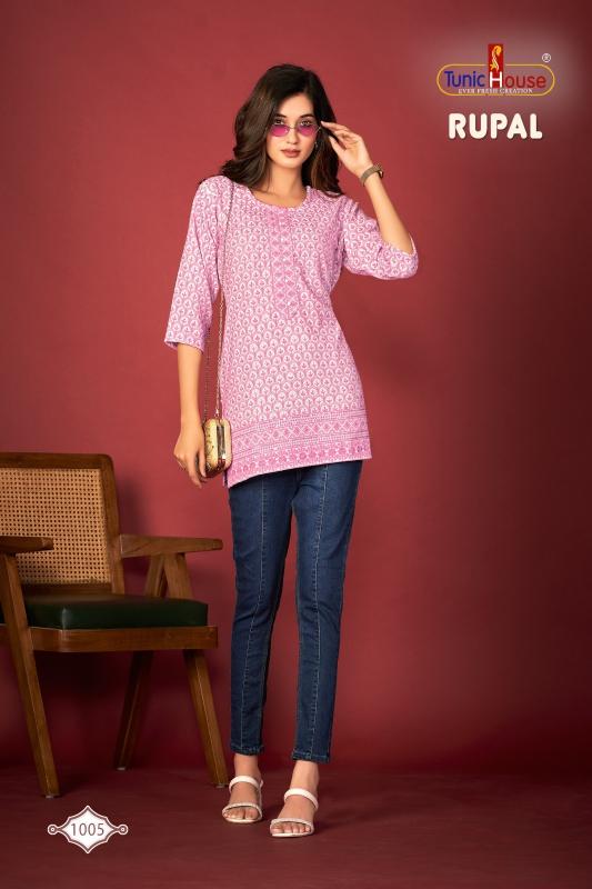 Tunic house rupal viscous rayon lucknowi short top kurti manufacturer in india