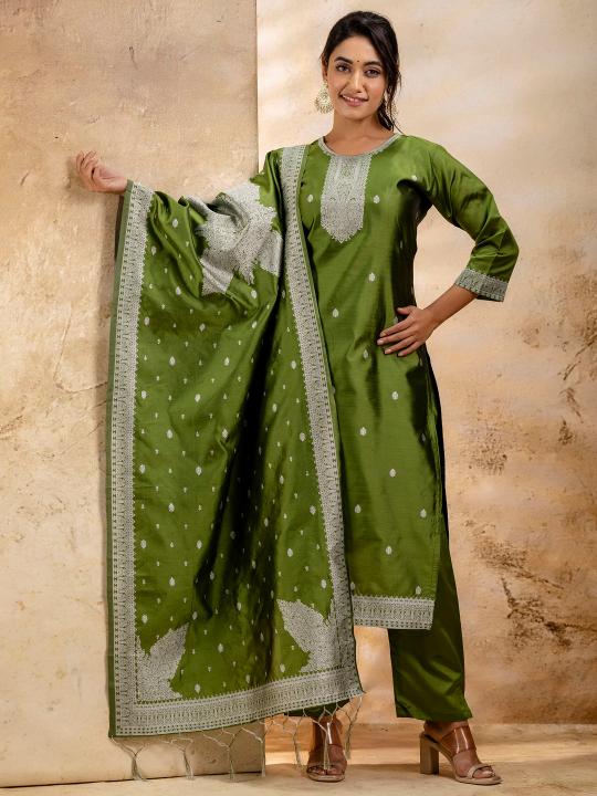 Vairaj banarasi jecard silk 3 pcs catalog aurelia kurtis online shopping india