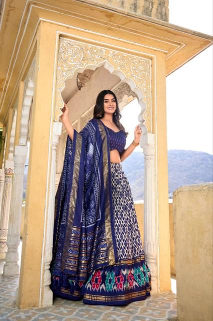 WHITE PATOLA Tussar Silk Blue Bridal lehenga choli in Vadodara