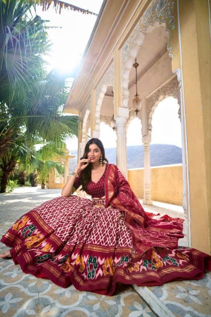 WHITE PATOLA Tussar Silk Red Indian traditional lehenga choli in Vadodara