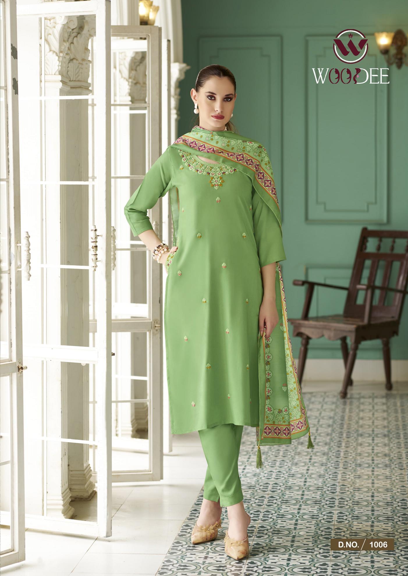 Woodee chitraa quality rayon 3 pcs designer kurtis at wholesale price