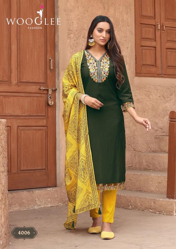 Wooglee sagaai vol 2 viscose weaving 3 pcs kurti manufacturers in India