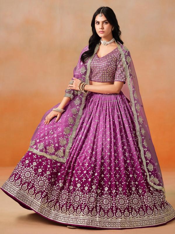 Zeel Clothing OMBRE Georgette rani Pink Lehenga choli wholesale price in India