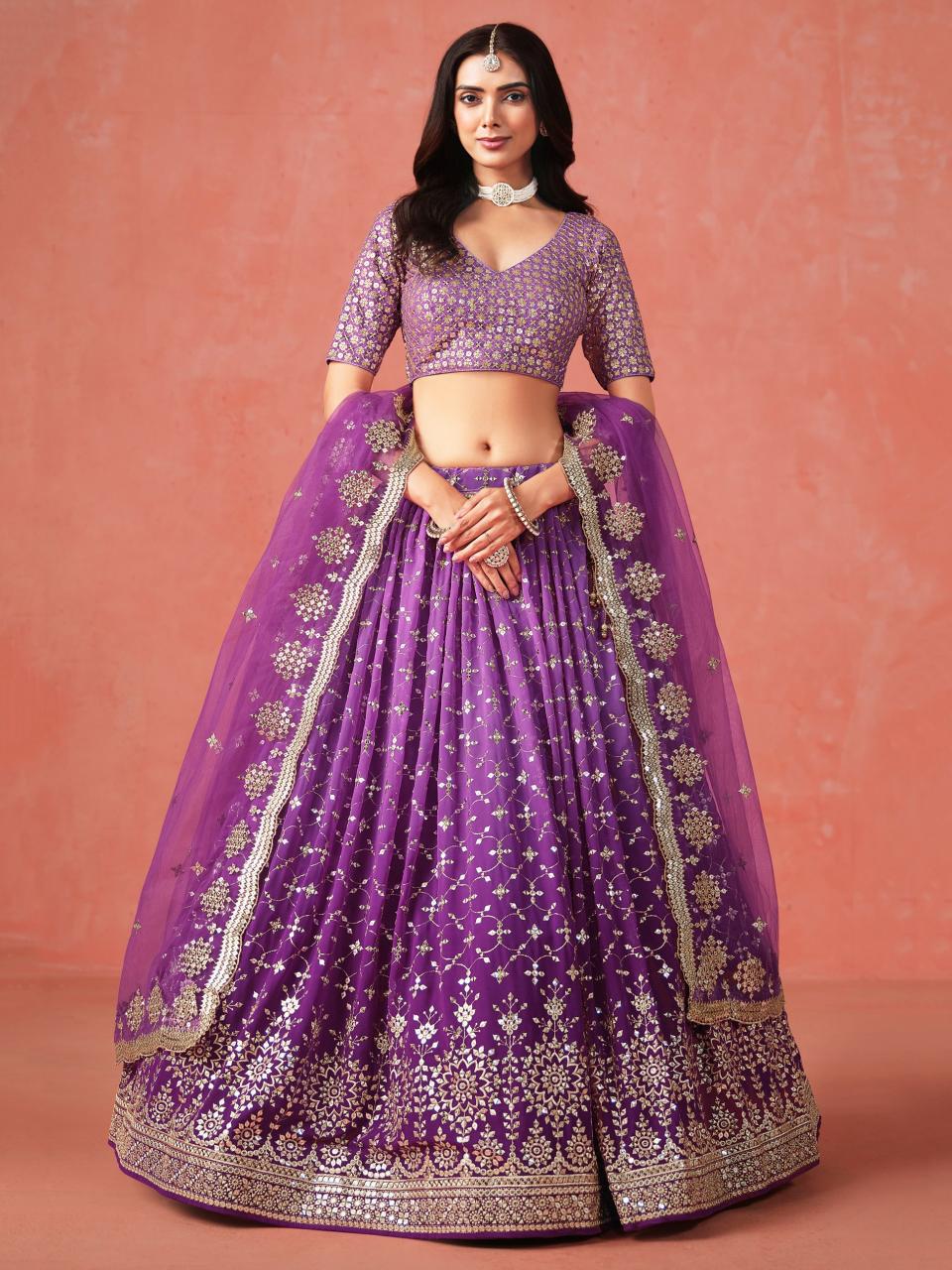 Zeel Clothing purple Online lehenga choli store in Surat