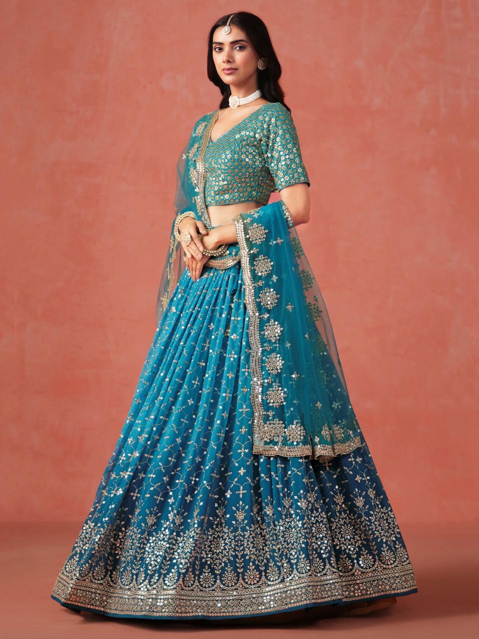 Zeel Clothing RAMA BLUE Affordable lehenga choli manufacturers in Surat