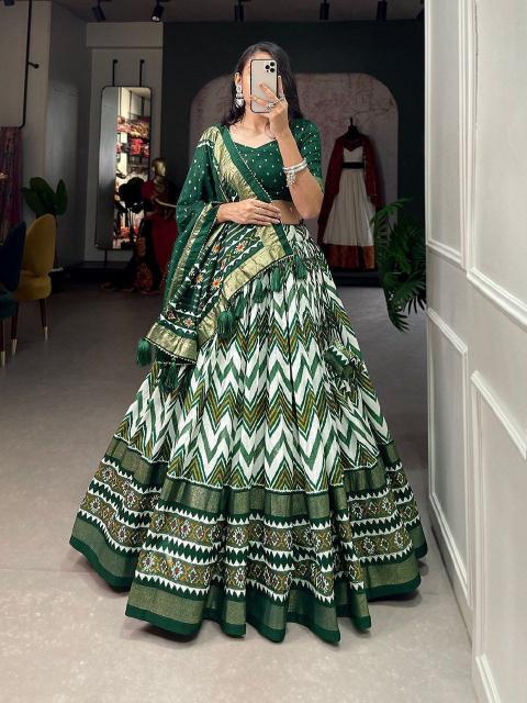 Zickzack Dola Silk Green Lehenga Choli Manufacturer in Gujarat